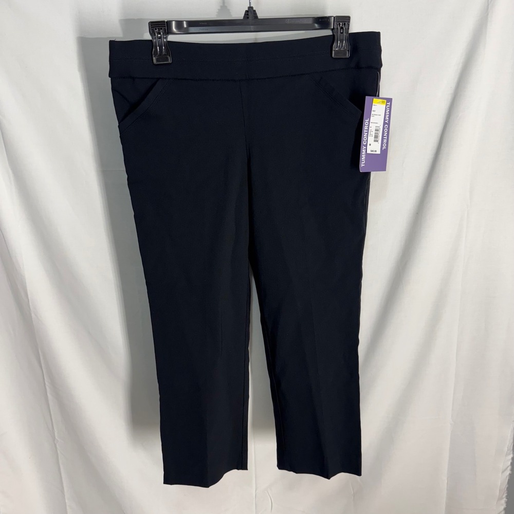 Laura Scott Crop Pants Womens Medium Black Tummy Control Millennium Pull On